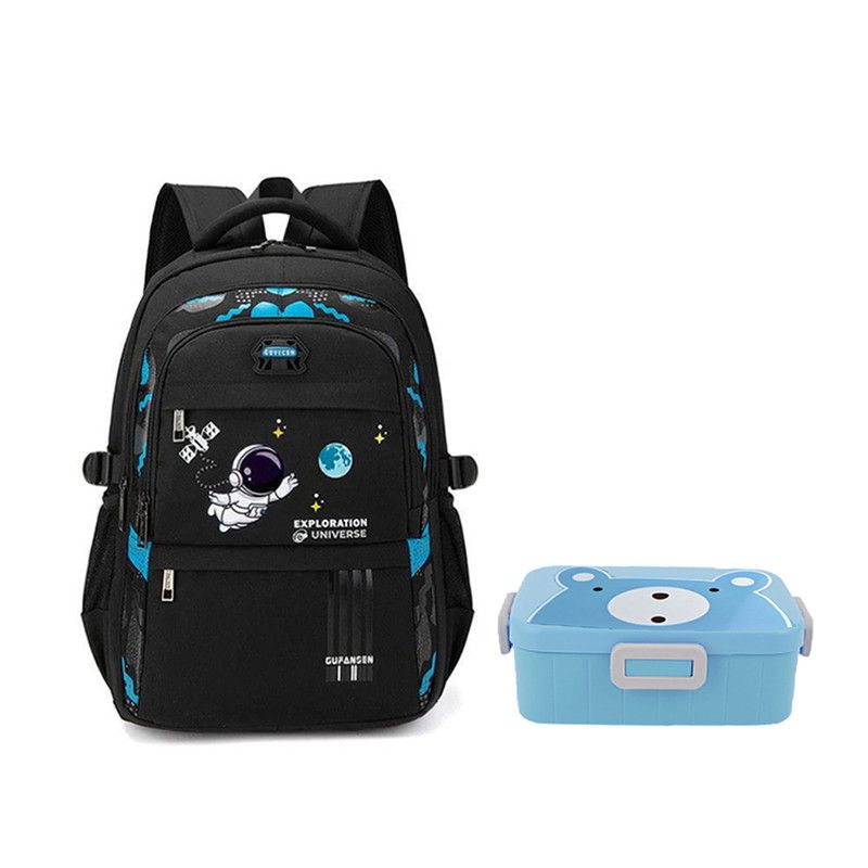 Star Babies - School Backpack W/ Eco Friendly - BPA Free Lunch Box - Black/Blue