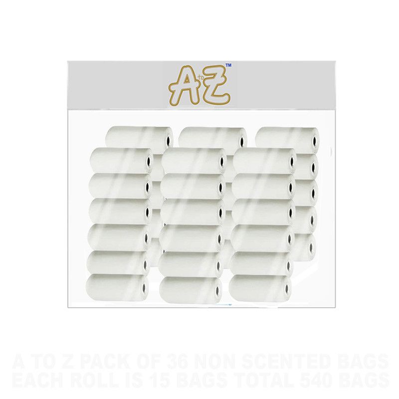 A to Z - Disposable Non-Scented Bag 22 x 32cm - Pack of 36 Count 540 - White