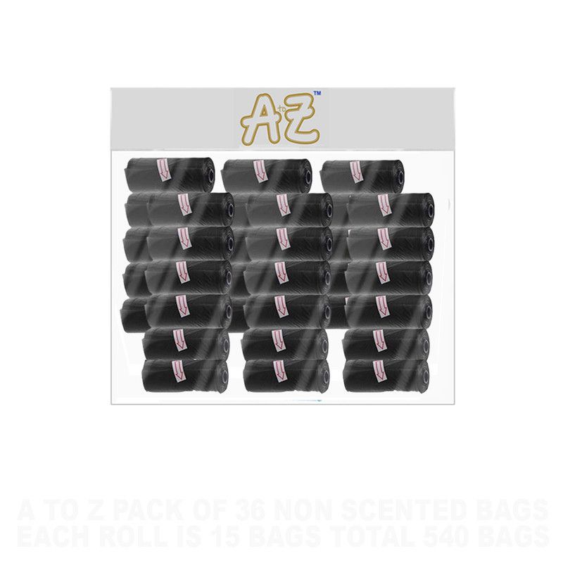 A to Z - Disposable Non-Scented Bag 22 x 32cm - Pack of 36 Count 540 - Black