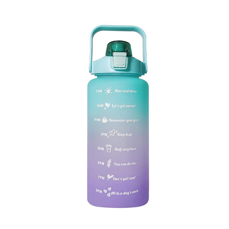 Star Babies - Water Bottle With Straw And Time Marker - Green Purple Gradient - 2 L