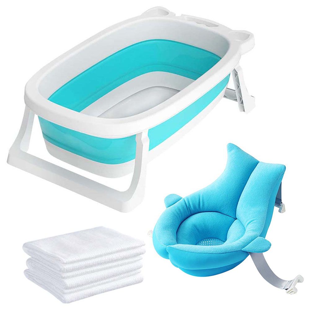 Star Babies - Foldable Bathtub, Sink Bather With Disposable Towel 3pcs - Blue