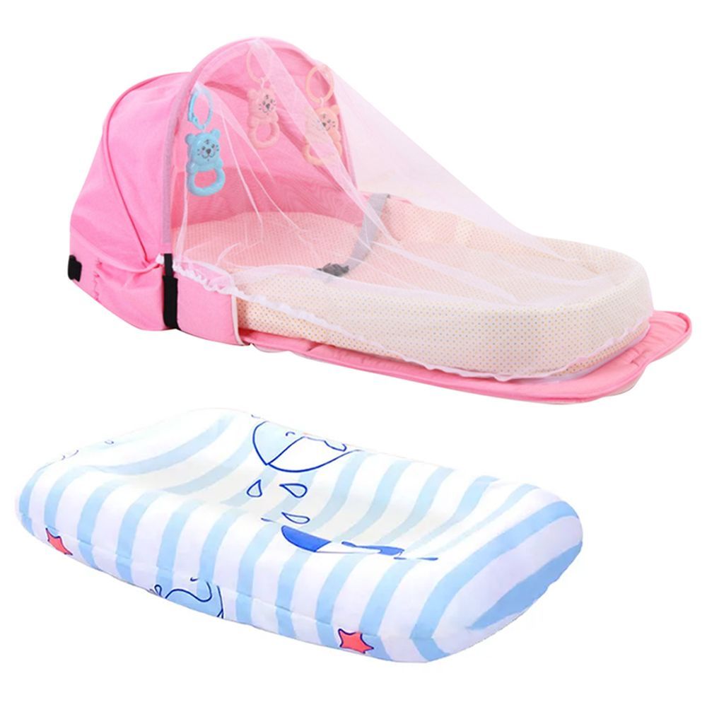 Star Babies - Bed w/ Mosquito Net & Printed Changing Pad - Pink