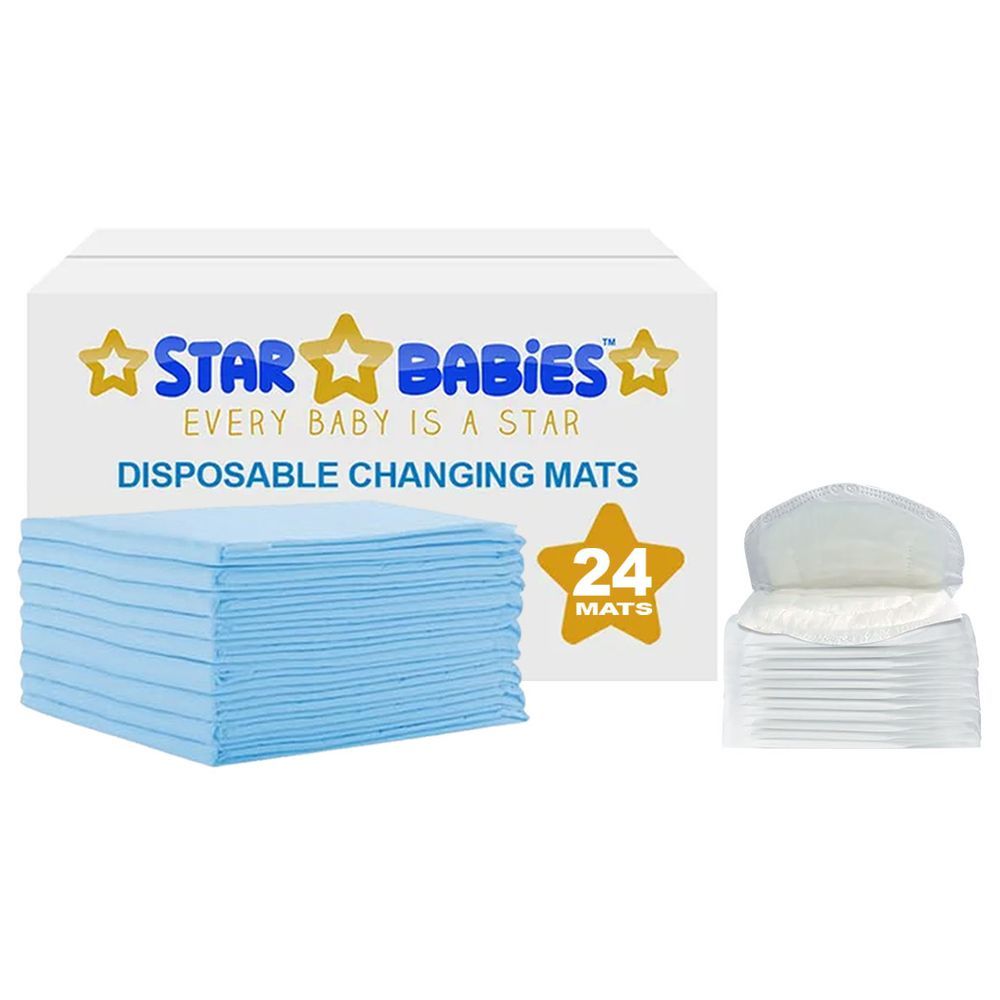 Star Babies - Disposable Changing Mat 24pcs w/ Breast Pad 20pcs - Blue