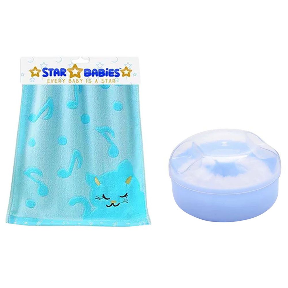 Star Babies - Kids Powder Puff w/ Bamboo Towel - Blue