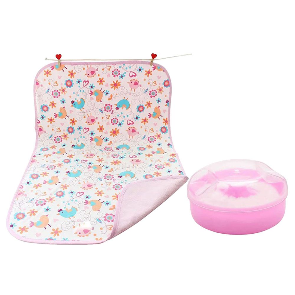 Star Babies - Kids Powder Puff w/ Reusable Changing Mat - Pink