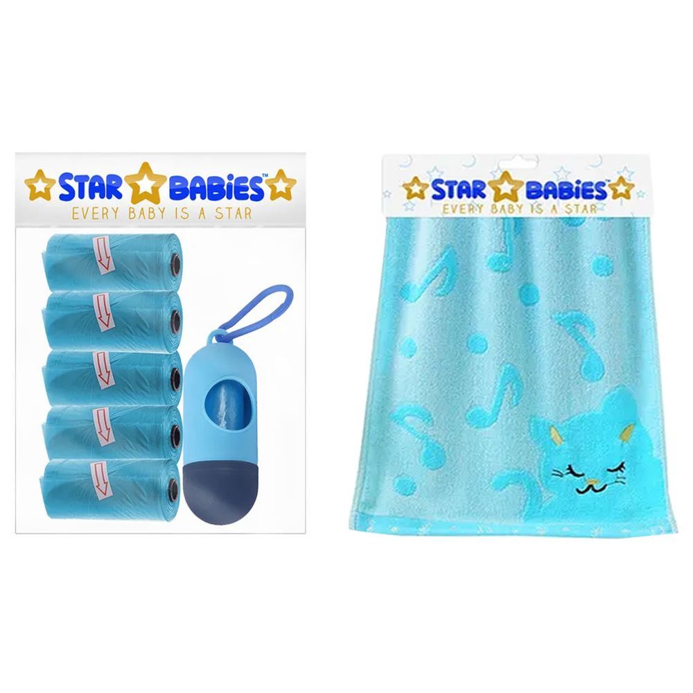 Star Babies - Scented Bag - 5pcs w/ Dispenser & Bamboo Towel - Blue