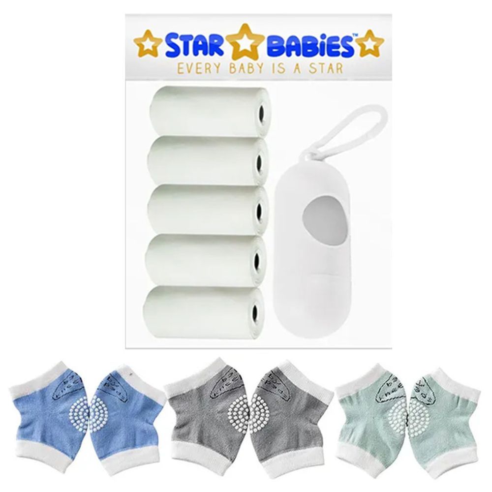 Star Babies - Scented Bag 5pcs w/ Dispenser & Baby Boy's Kneepad - White