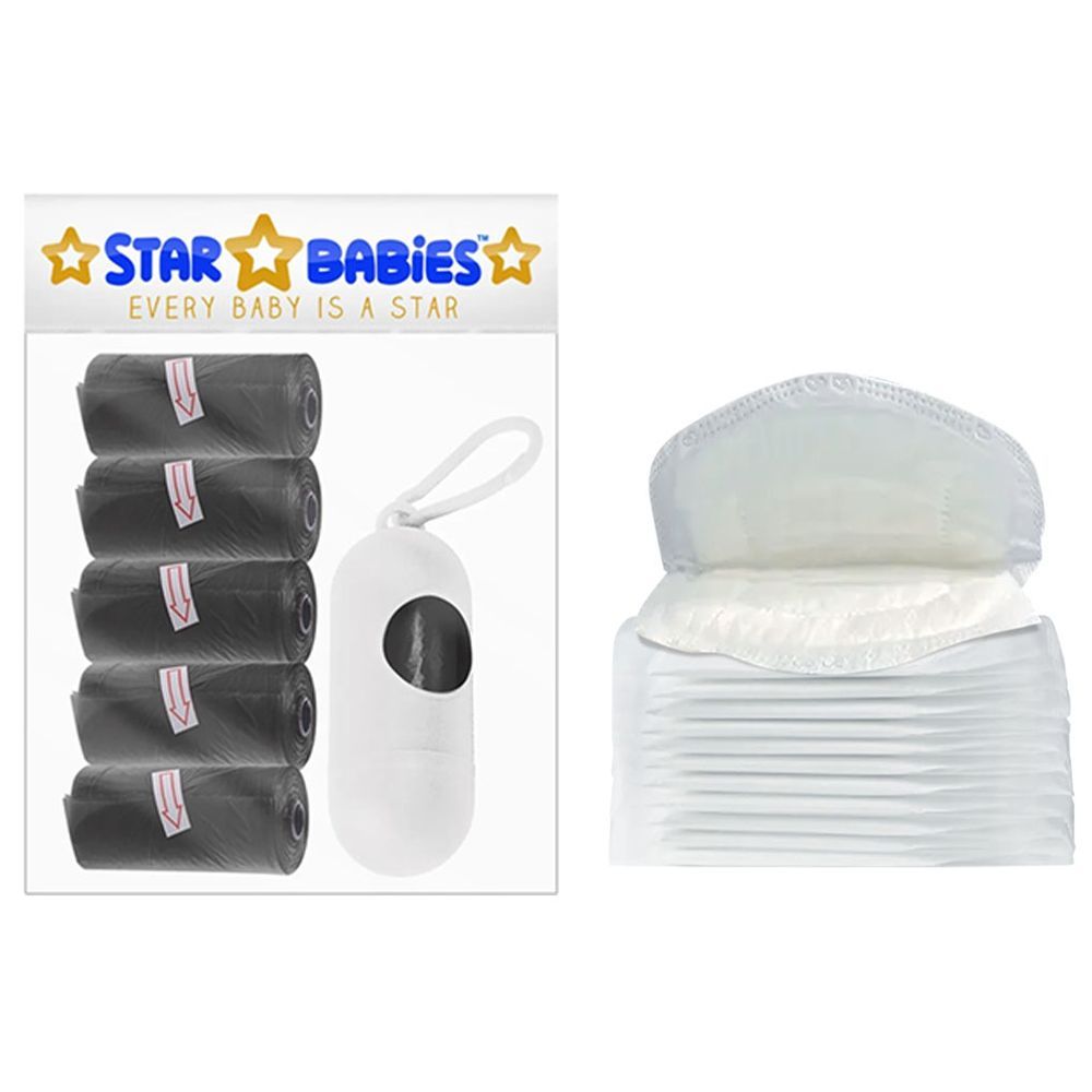 Star Babies - Scented Bag 5pcs w/ Dispenser & Breast Pad 20pcs - Black