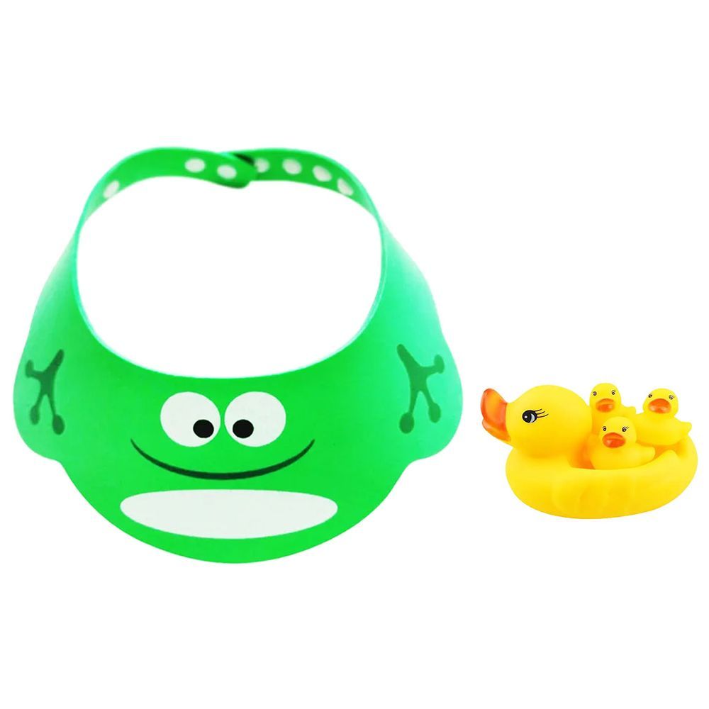 Star Babies - Kids Shower Cap w/ Rubber Ducky Toy 4pcs - Green