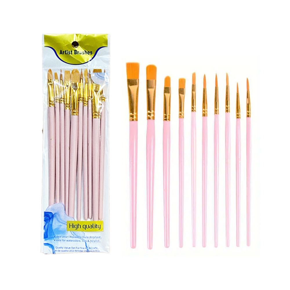 Star Babies - Artist Paint Brush Set - Pink - 10 Pcs