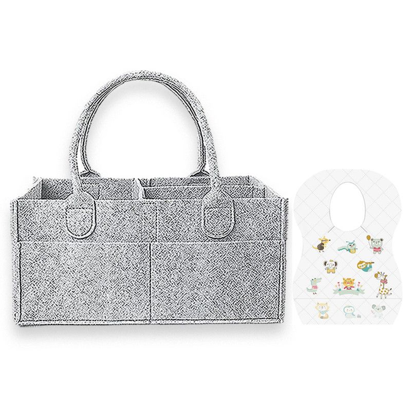 Star Babies - Baby Diaper Caddy Organizer With Disposable Bibs 20Pc Set -Grey