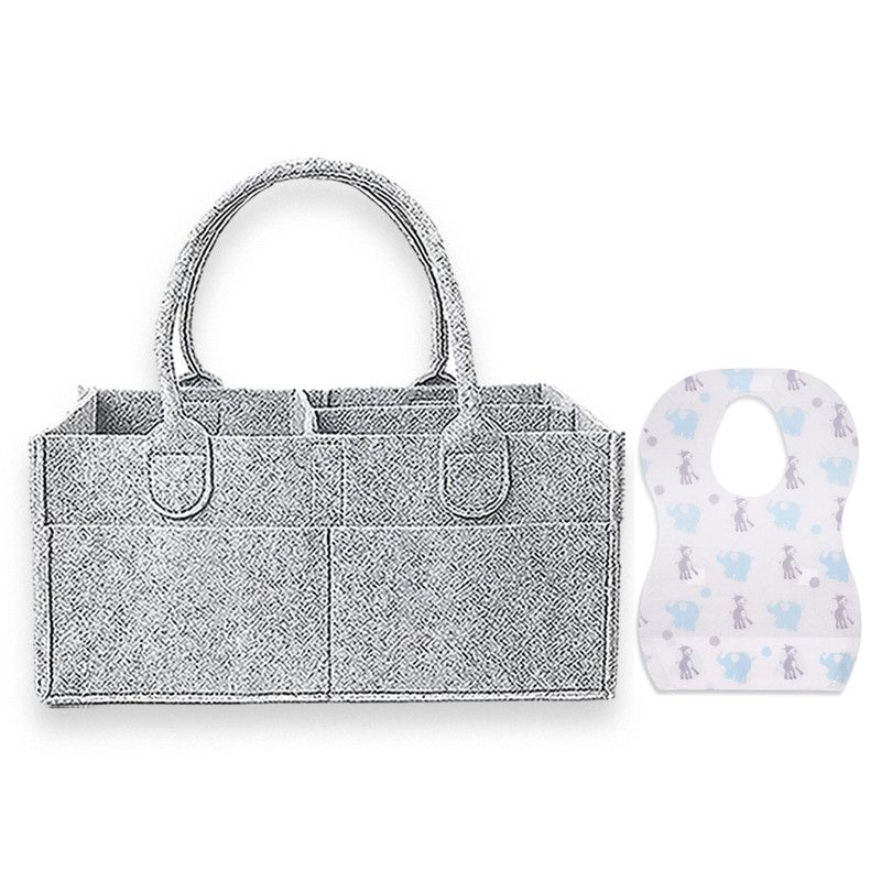 Star Babies - Baby Diaper Caddy Organizer  With Disposable Bibs 20Pc Set - Grey