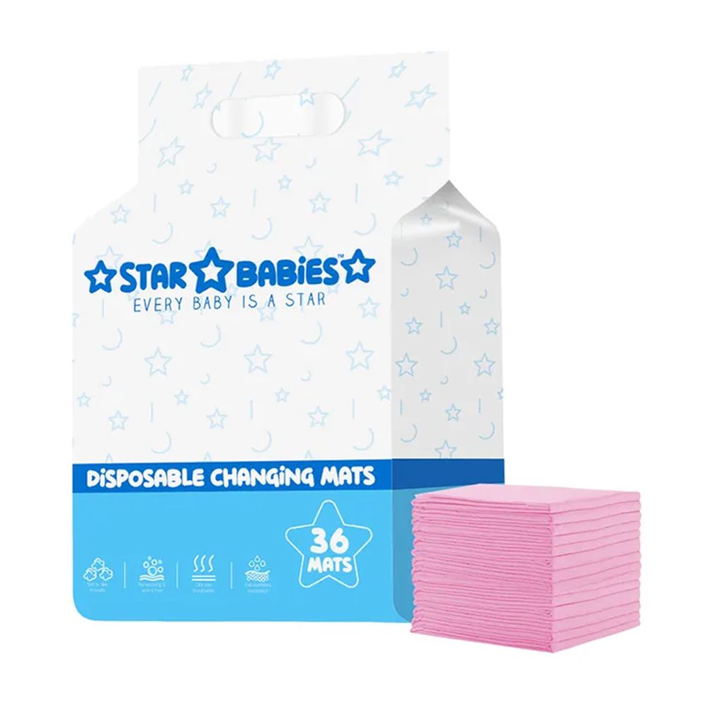 Star Babies - Disposable Baby Changing Mats, Large 36Pcs - Pink