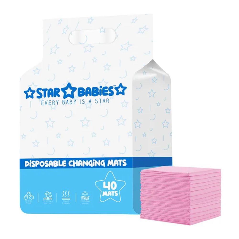 Star Babies - Disposable Baby Changing Mats, Large 40Pcs - Pink