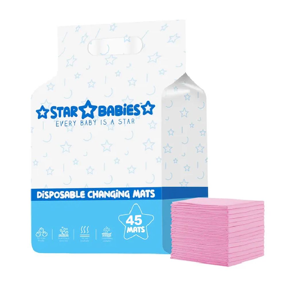 Star Babies - Disposable Baby Changing Mats, Large 45Pcs - Pink