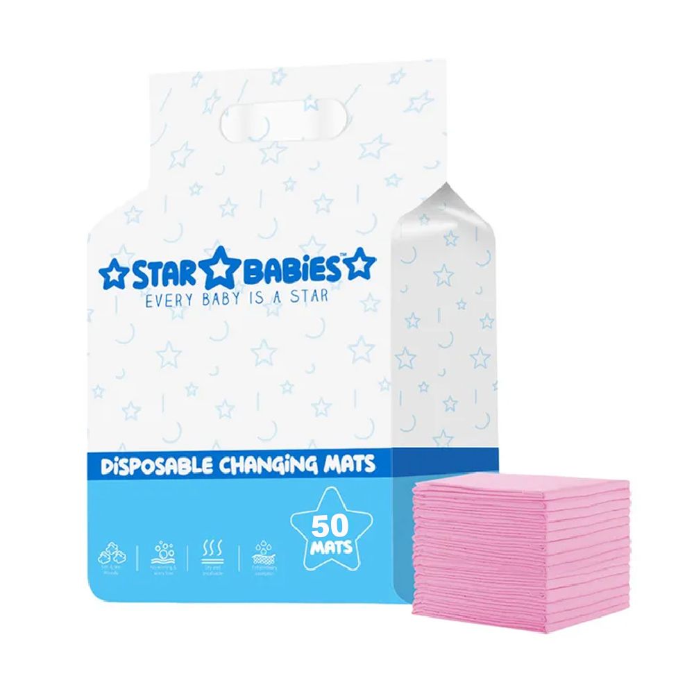 Star Babies - Disposable Baby Changing Mats, Large 50Pcs - Pink