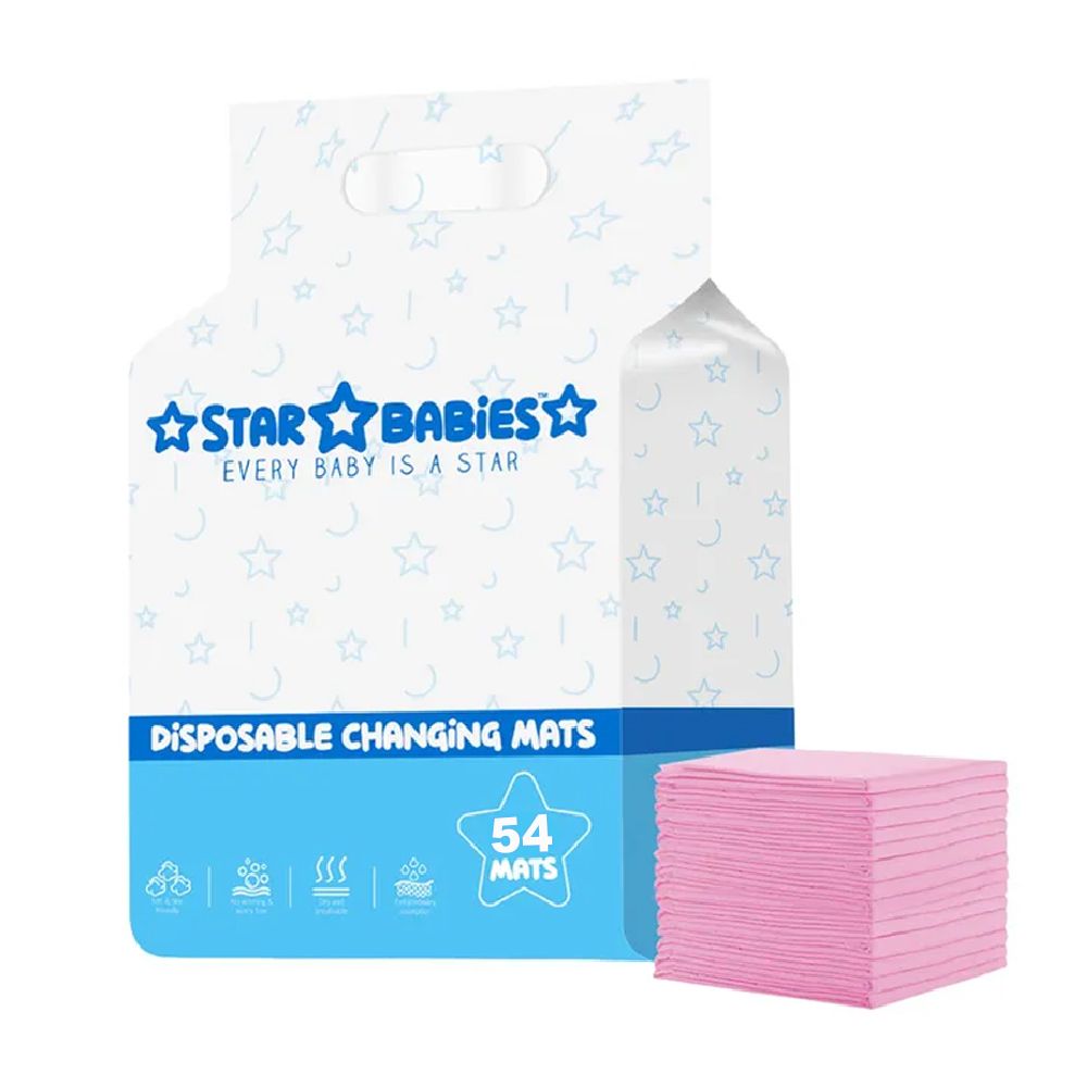 Star Babies - Disposable Baby Changing Mats, Large 54Pcs - Pink