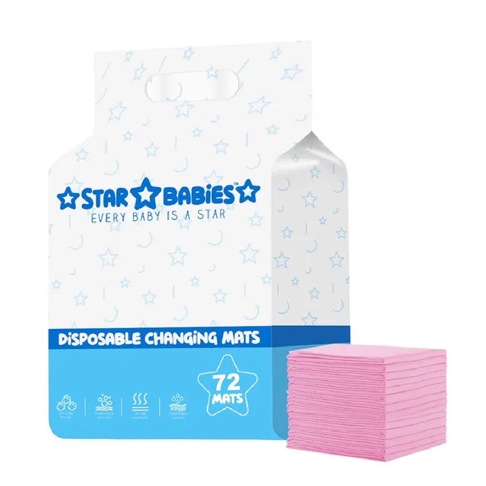 Star Babies - Disposable Baby Changing Mats, Large 72Pcs - Pink