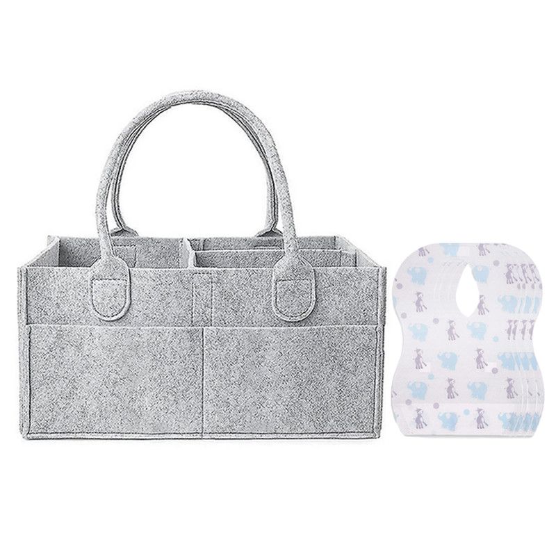 Star Babies - Baby Diaper Caddy Organizer With Disposable Bibs 50Pc Set - Grey