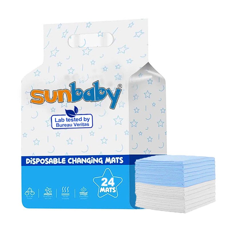 SunBaby - Disposable Changing Mats Large Pack of 24 - Blue/White