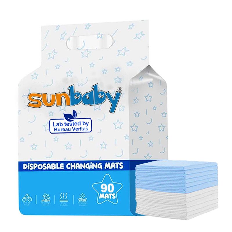 SunBaby - Disposable Changing Mats Large Pack of 90 - Blue/White