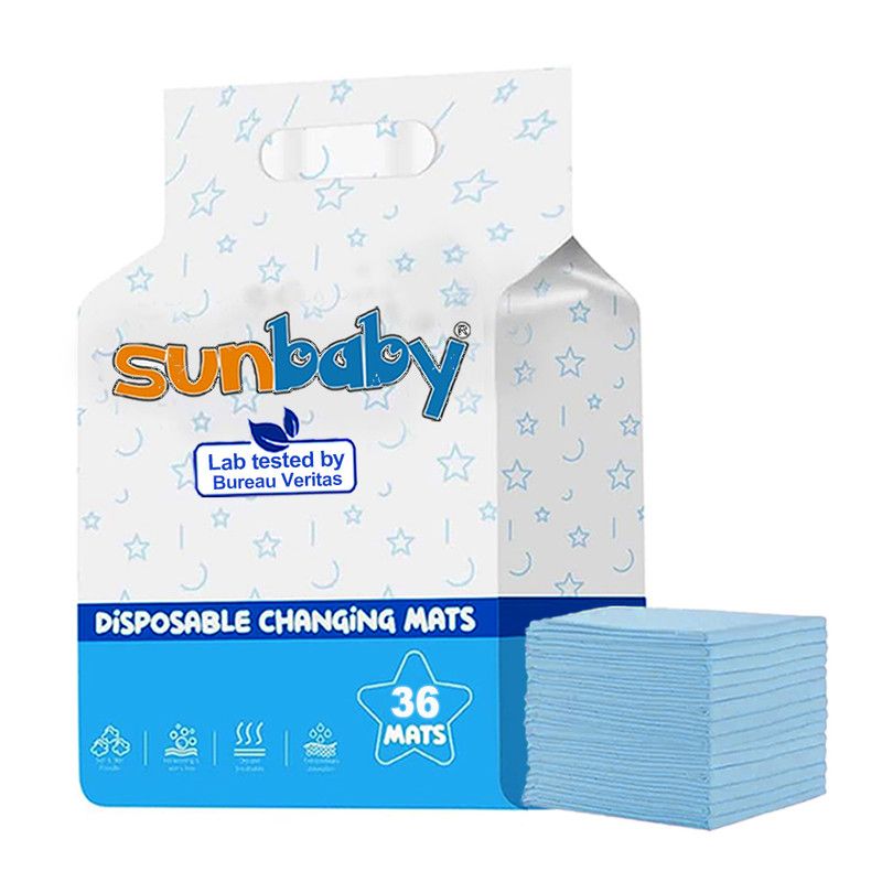 SunBaby - Disposable Changing Mats Large Pack of 36 - Blue