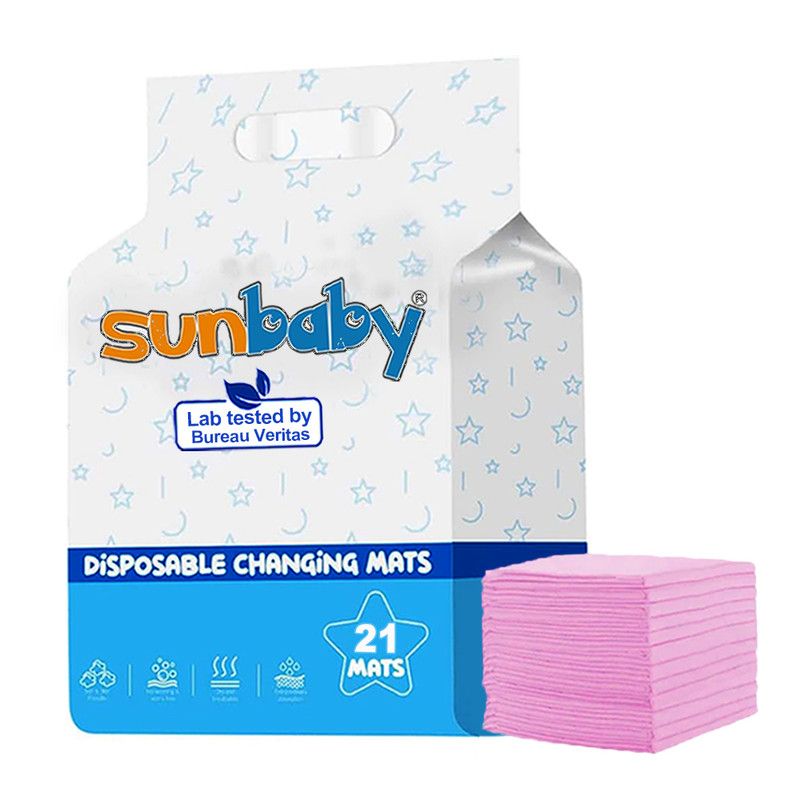 SunBaby - Disposable Changing Mats Large Pack of 21- Pink