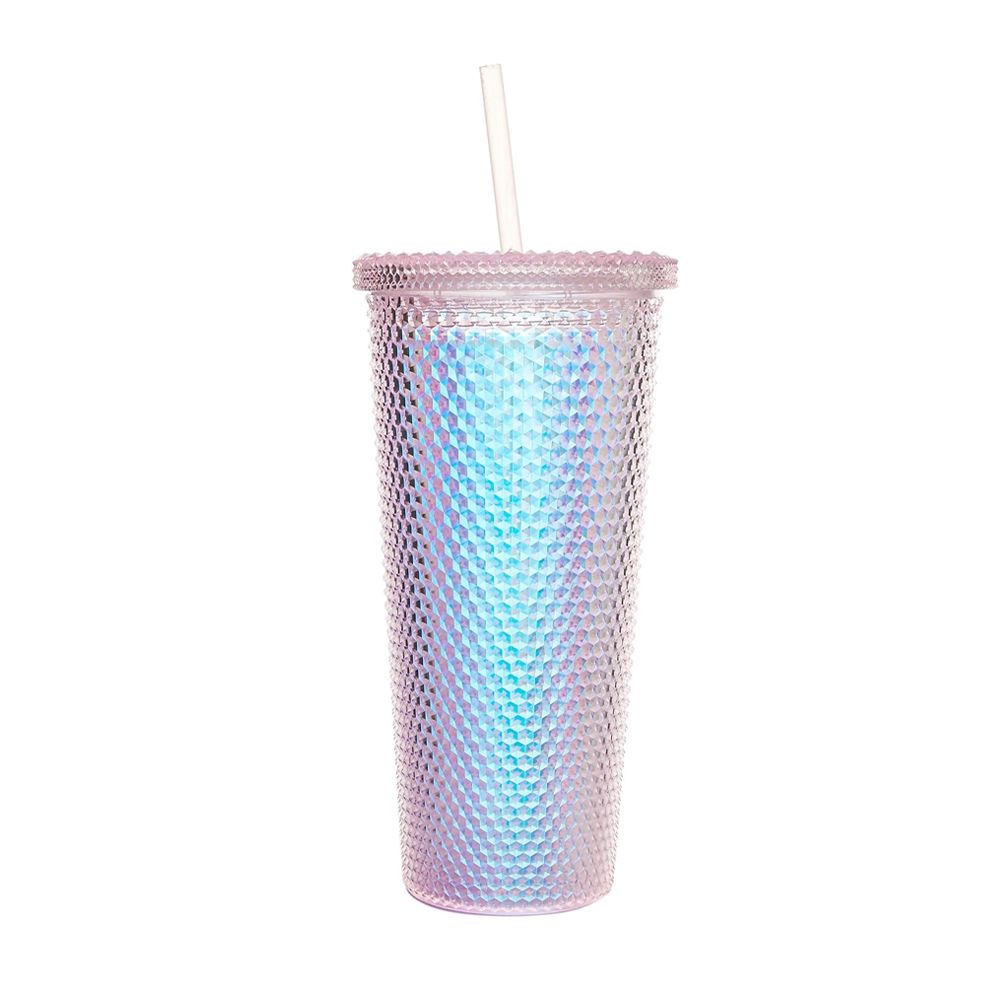 Star Babies - Shiny Bling Glitter Dimond Bottle With Lid And Straw - Multicolor - 750ml