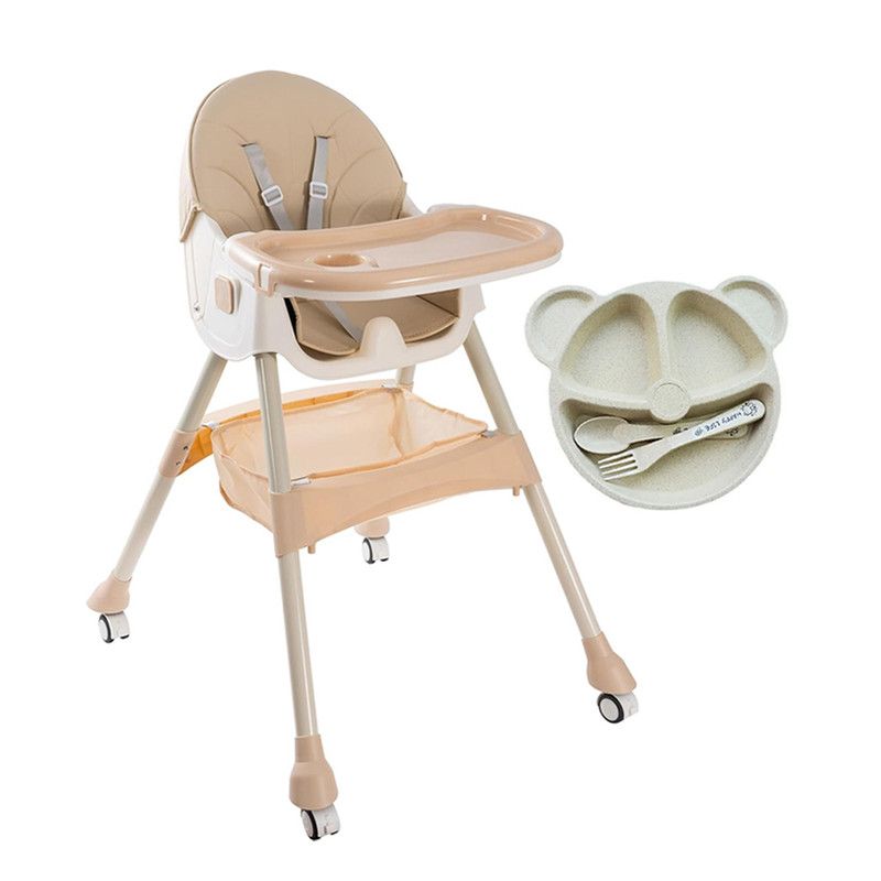 Star Babies - Baby High Chair With Organic Wheat Plate - Cream