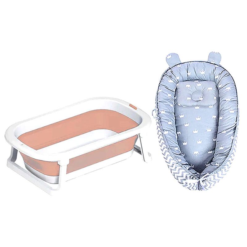 Star Babies - Baby Sleeping Pod With Foldable Bathtub - Grey/Beige