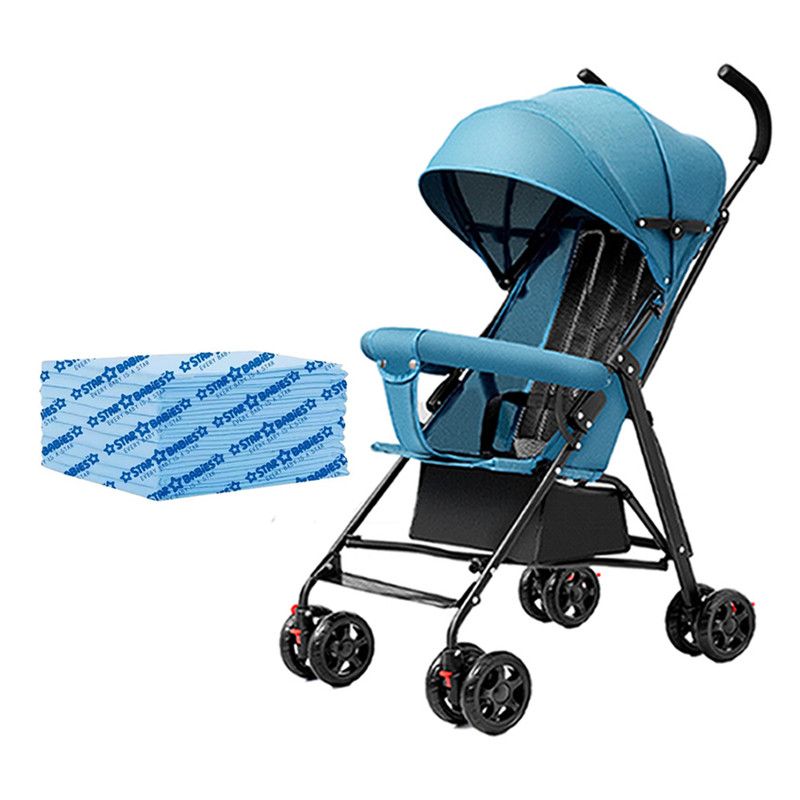 Star Babies - Lightweight Compact Fold Stroller With Free 25-Pc Disposable Changing Mat - Blue