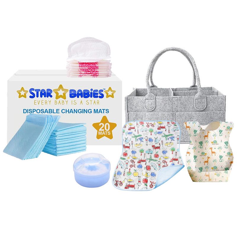 Star Babies - Baby Essentials Value Pack - Blue/Grey - 53 Pcs