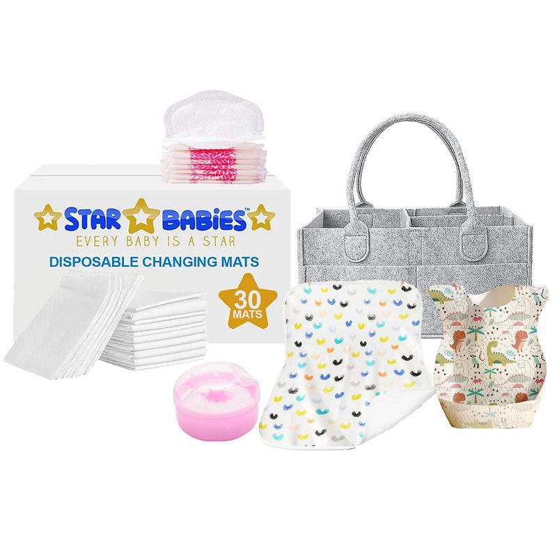 Star Babies - Baby Essentials Value Pack - White/Grey - 83 Pcs