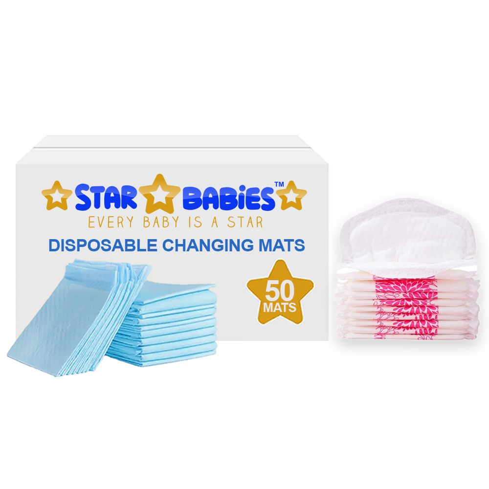 Star Babies - Disposable Changing Pads With Disposable Breast Pad 90Pc Set - Blue