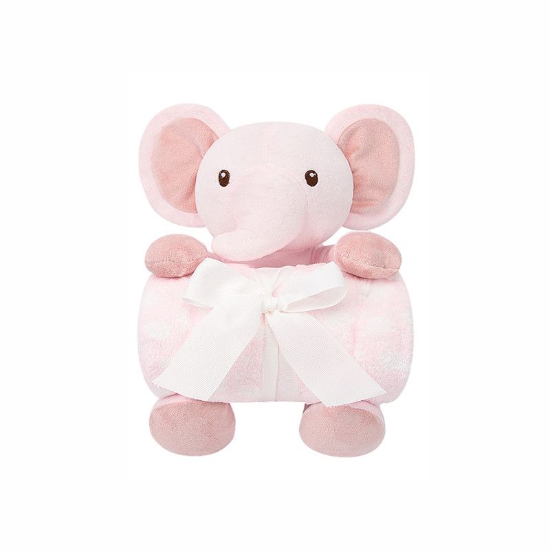 Factory Price - Cuddly Elephant Toy & Blanket Gift Set For Newborn - Pink