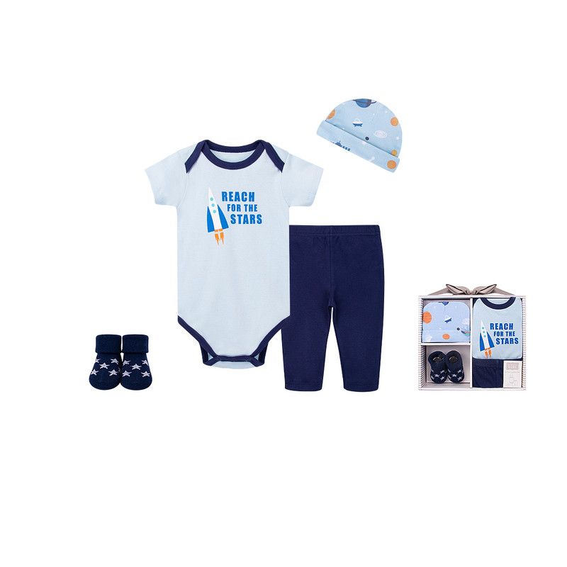 Factory Price - 6pc-Set - Reach For The Stars Kids Wear Gift - Navy Blue