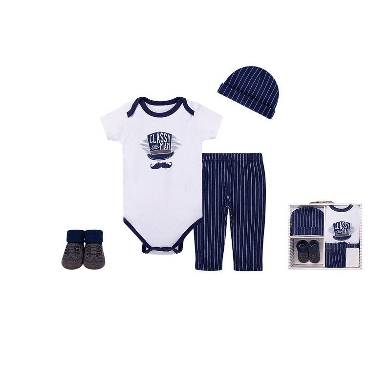 Factory Price - 6pc-Set - Kids Wear Gift - White/Navy Blue