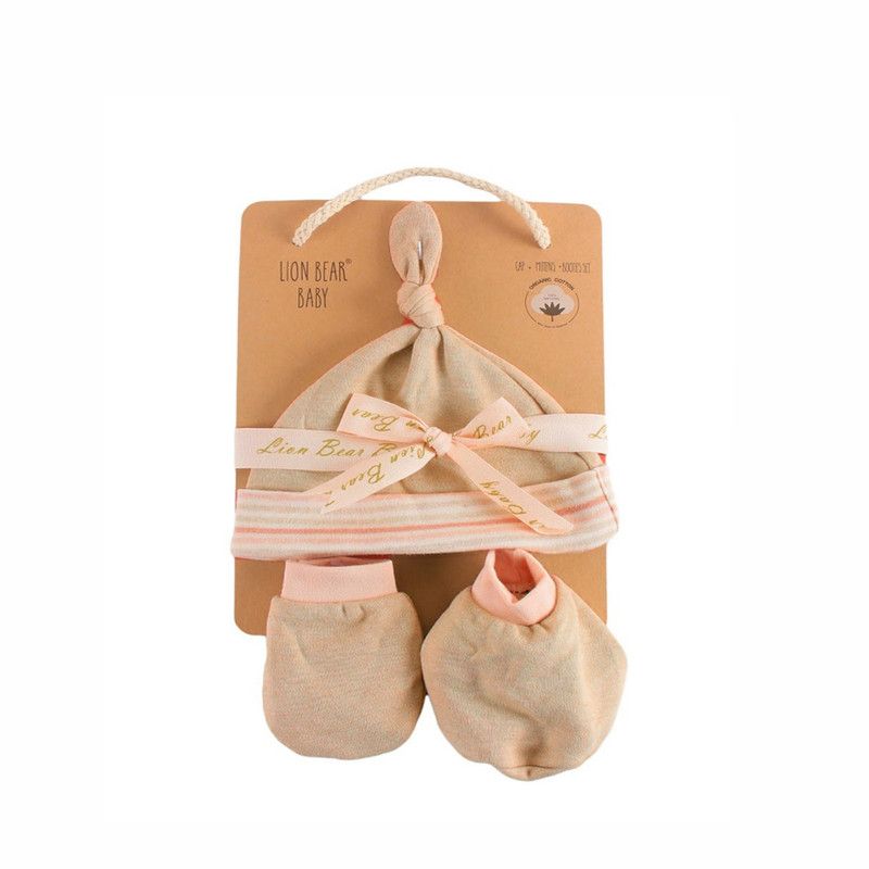 Factory Price - Knitted Newborn Hat And Mittens Gift Set - Beige