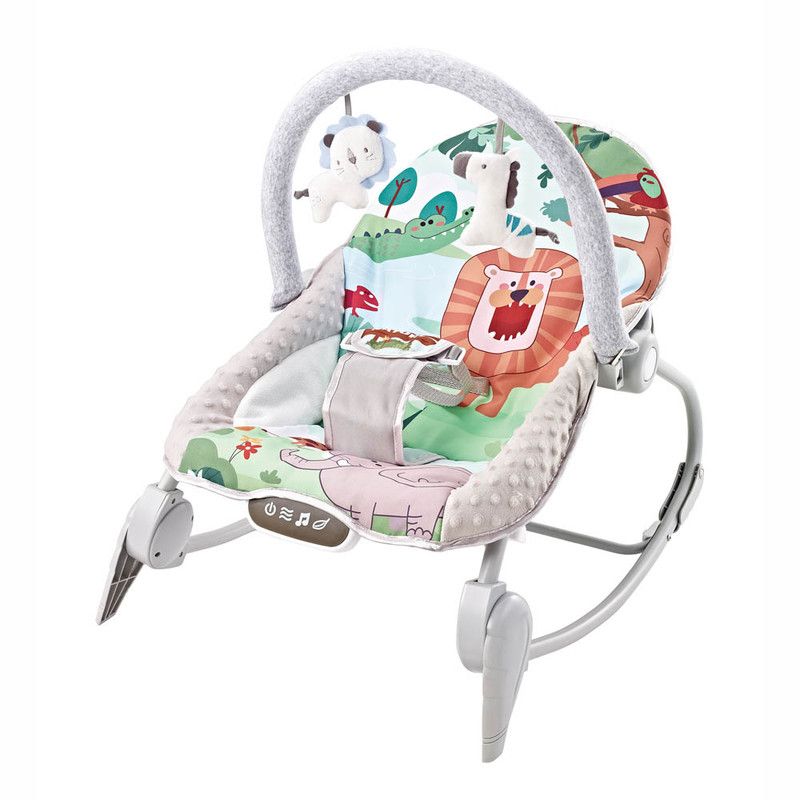 Factory Price - Printed Baby Rocker With Music & Toys - Green