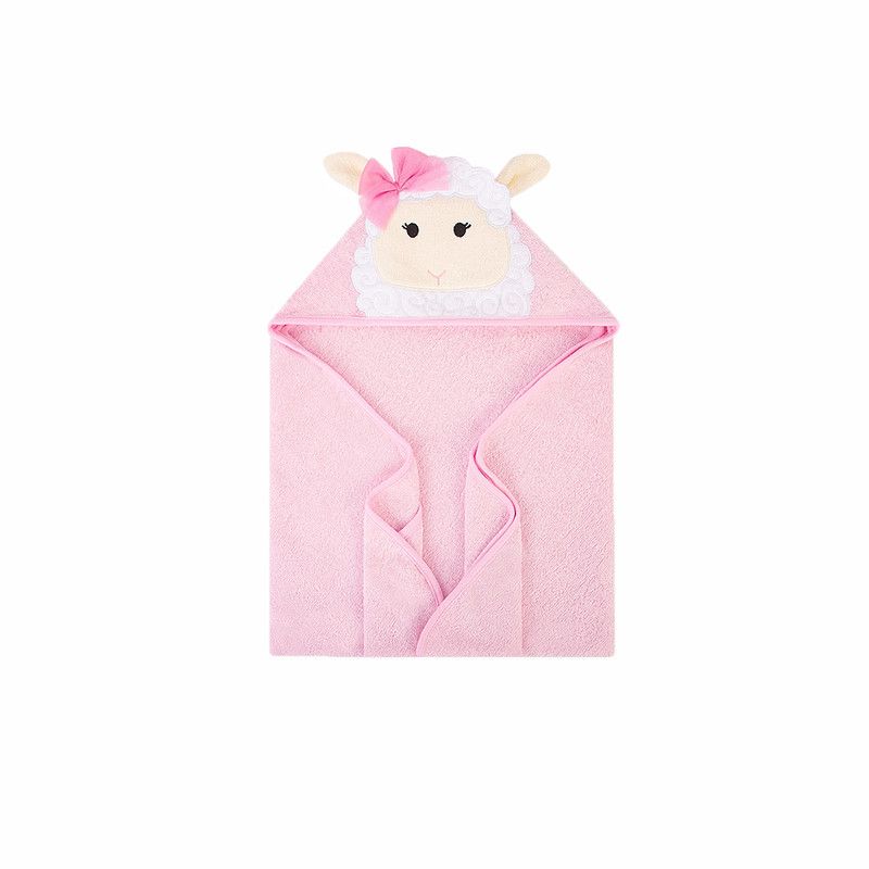 Factory Price - Animal Stuffed Newborn Hooded Towel Gift Set - Sheep - Pink