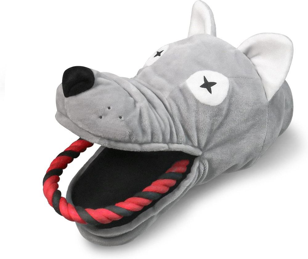 Nutrapet - Plush Pet Cow Head Dog Toy - Grey