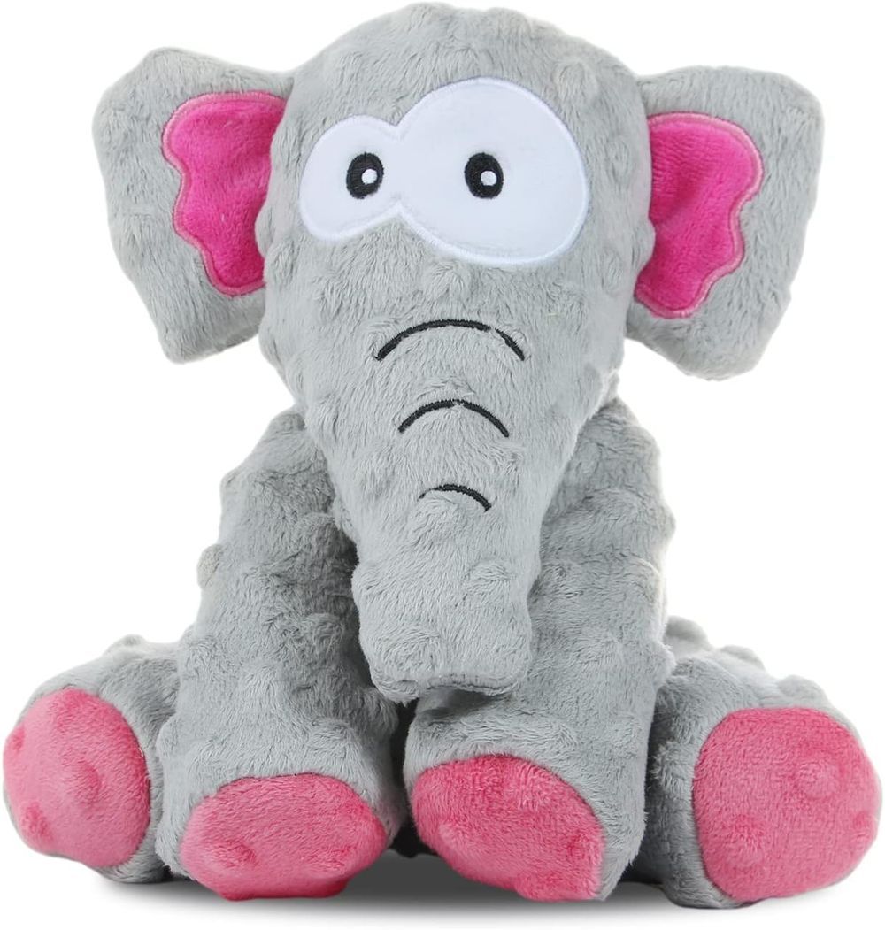 Nutrapet - Plush Pet Elephant Dog Toy - Grey/Pink