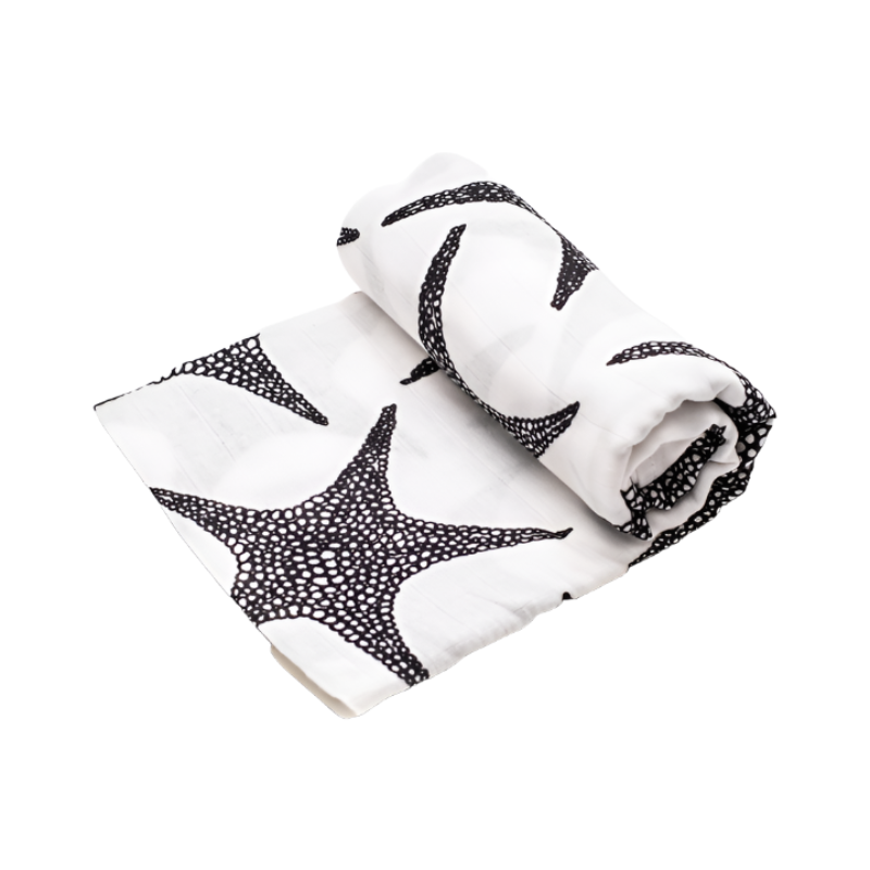 Etta Loves - Sensory Muslin Burp Cloth - Starfish Print - XL