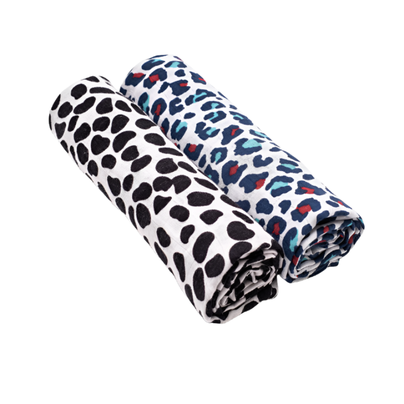 Etta Loves - Sensory Muslin Burp Cloth - Animal Print - 2pcs