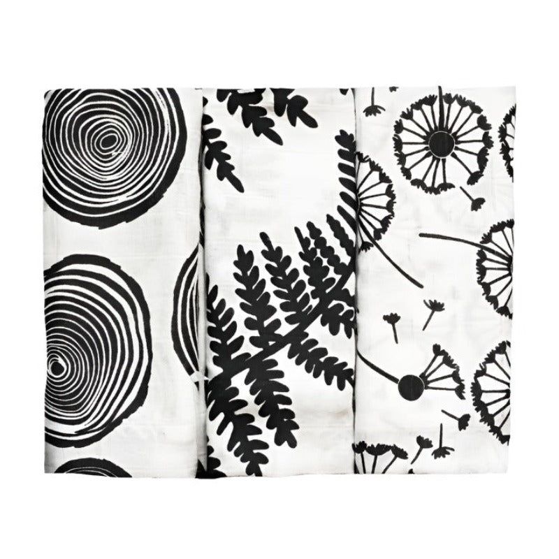 Etta Loves - Sensory Muslin Burp Cloth - Plant Print - 3pcs