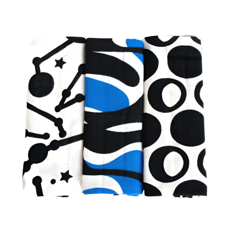 Etta Loves - Sensory Muslin Burp Cloth - Sky Print - 3pcs