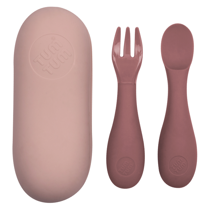 Tum Tum - Baby Cutlery With Travel Case - Pink - 2pcs