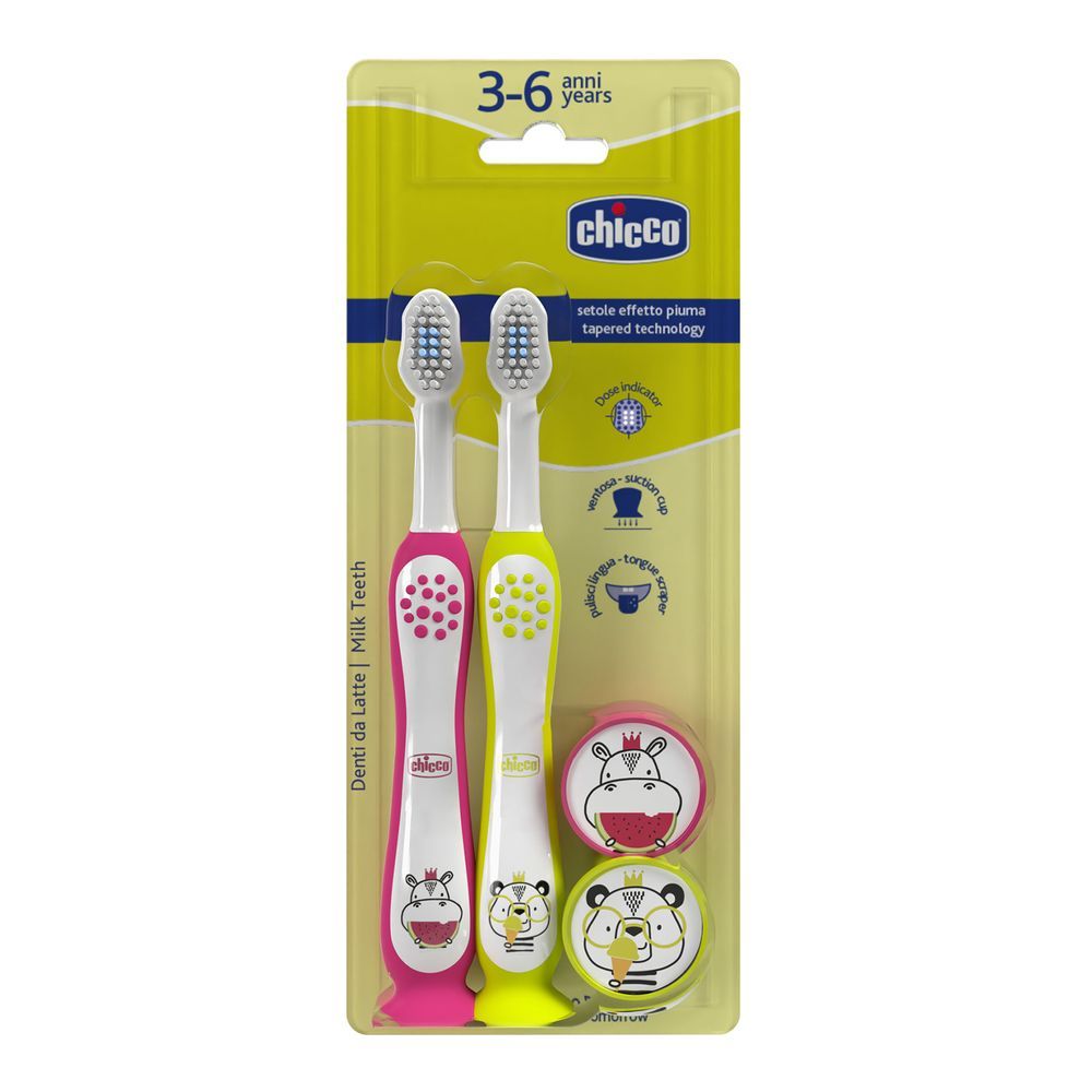 Chicco - Combo Toothbrushes - Hippo And Panda - 2 Pcs