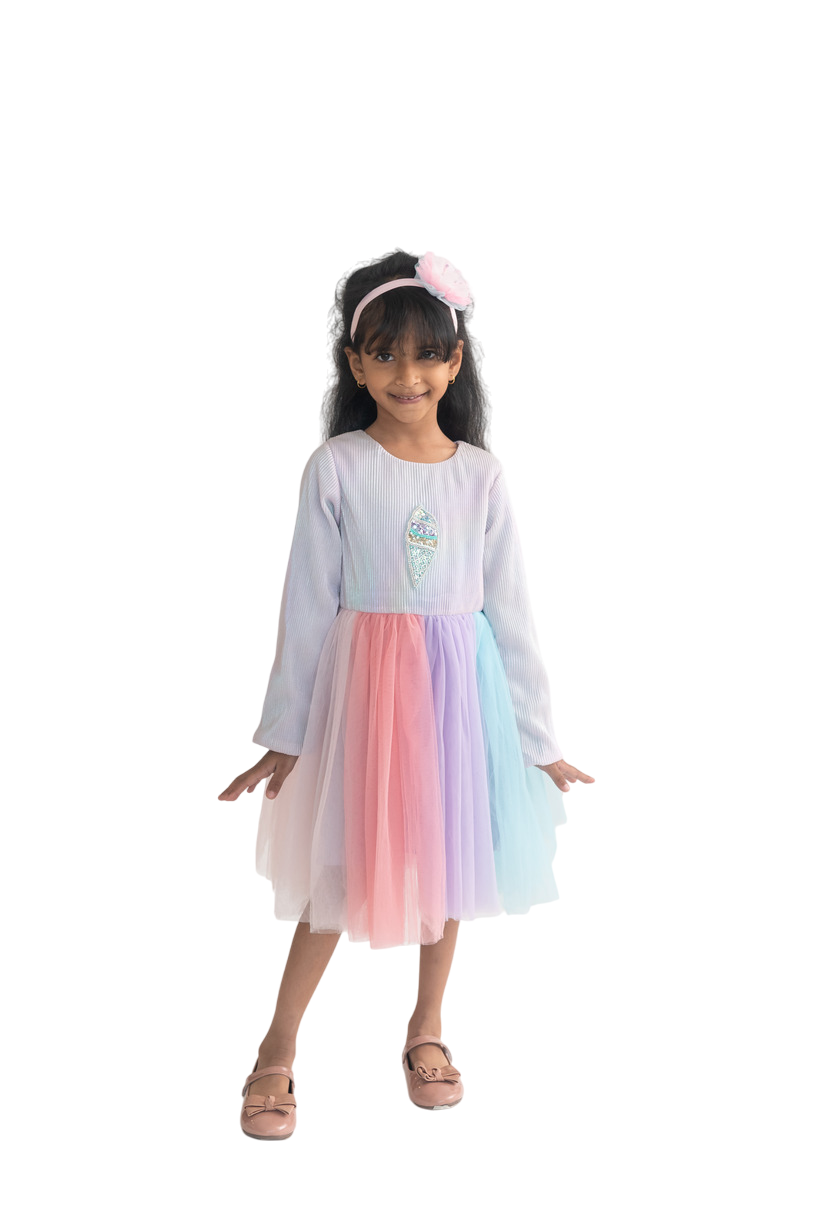 A Little Fable - Girl's Gum Drops Ice Cream Dress - Multicolor