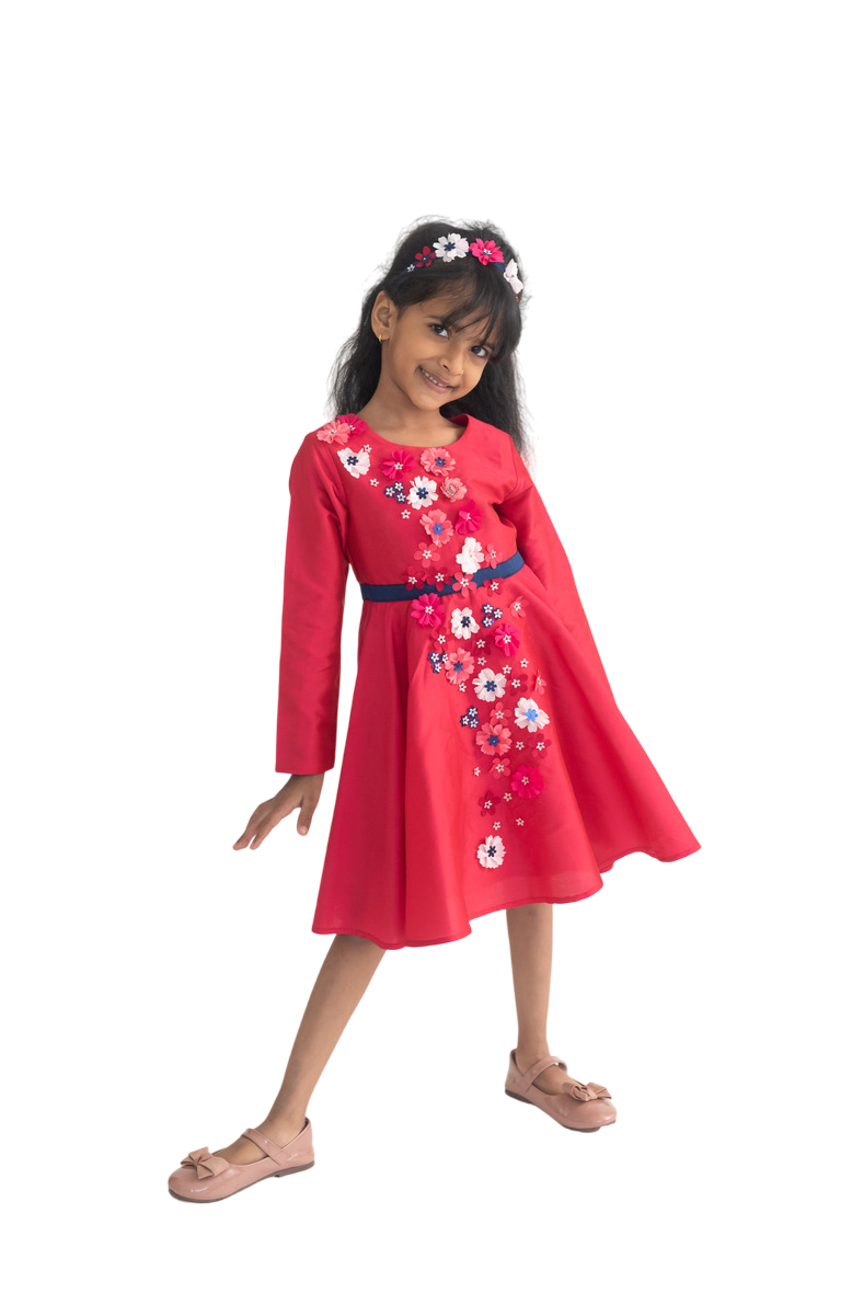 A Little Fable - Girl's Mulberry Full Sleeves Dress - Pink